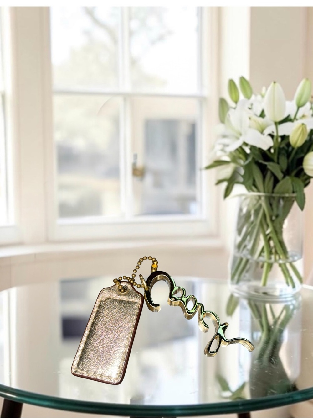 Coach Gold Script Logo Key Charm AND Leather Tag - Picture 4 of 4